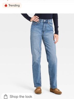 2 long 33 inseam Universal Thread High-Rise Straight Jeans in Medium Blue Denim